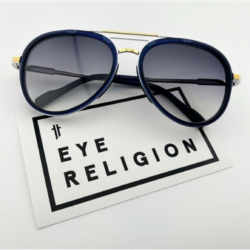 Stylish Cutler & Gross 1323 Blue & Gold Aviator Sunglasses